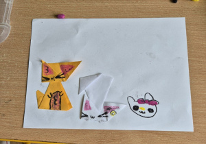 Na tym zdjęciu widać jedną z prac "Zwierzątka" wykonaną metodą origami.